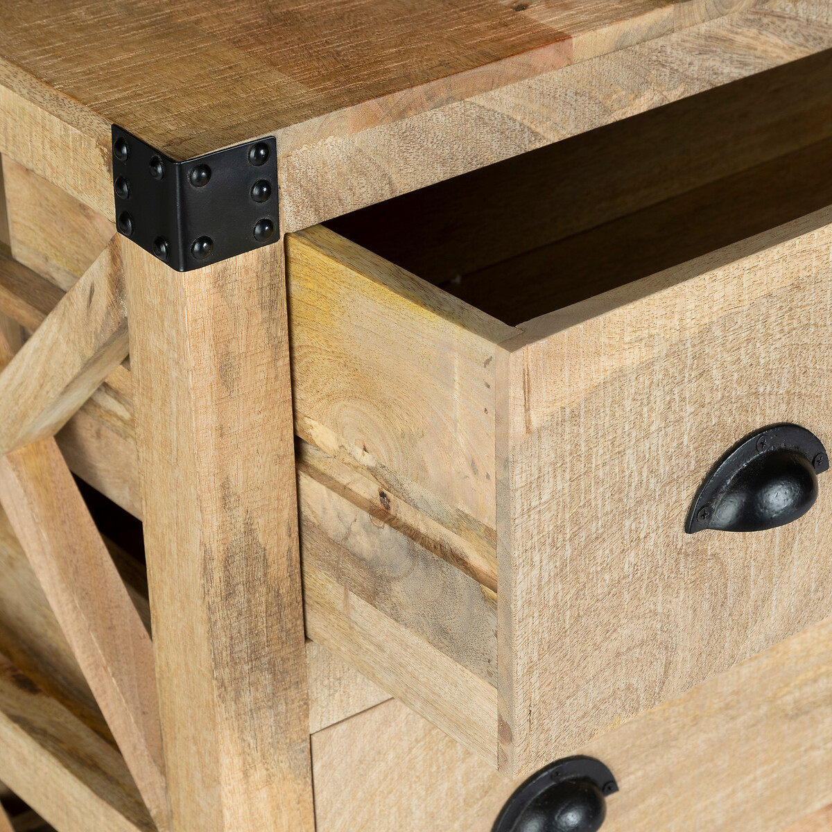 Aparador SILAS castanho em madeira com 6 gavetas