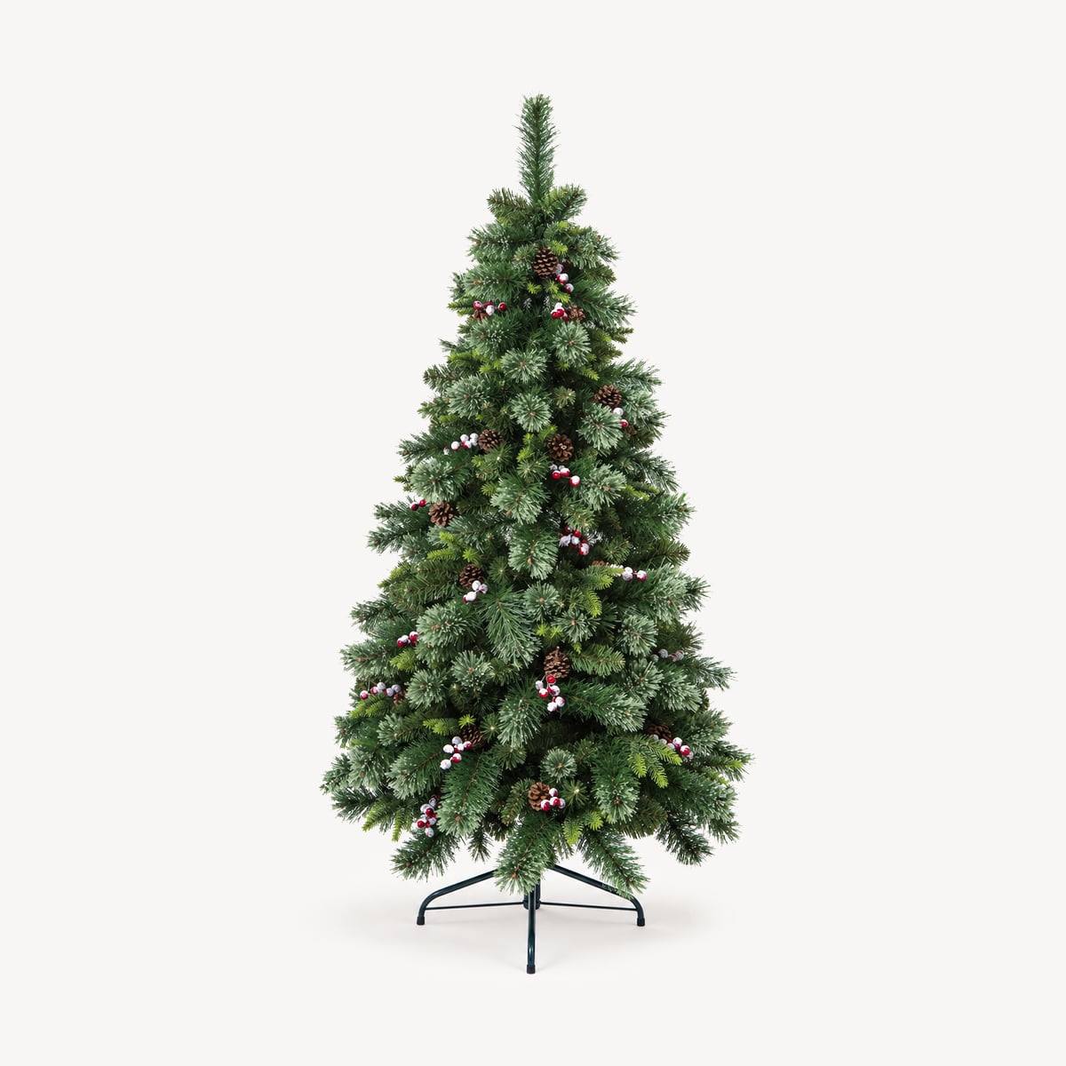 &Aacute;rvore de natal WYOMING  verde com pinhas e azevinhos 150cm
