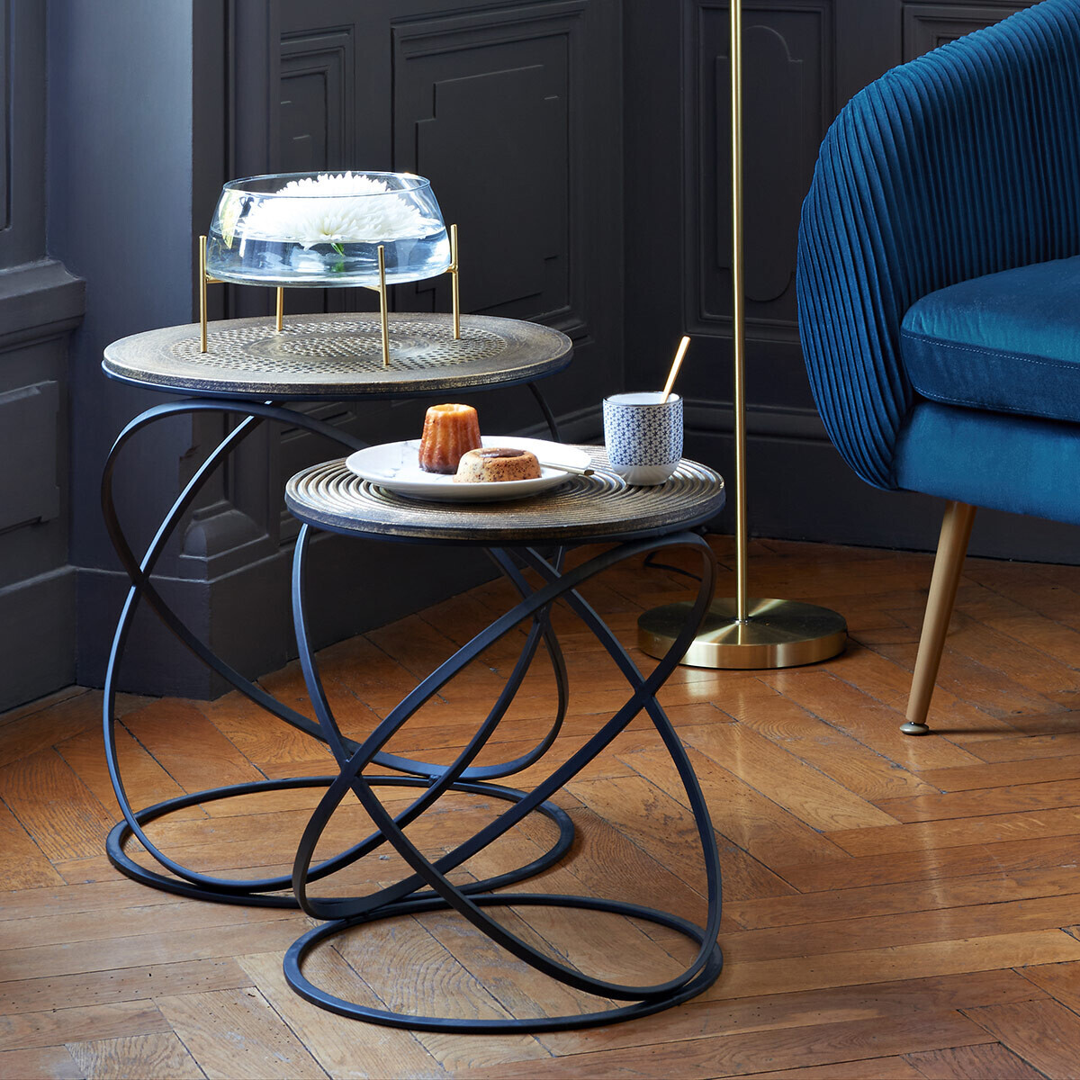 Mesa de apoio cobre &eacute;tnica 38,5cm