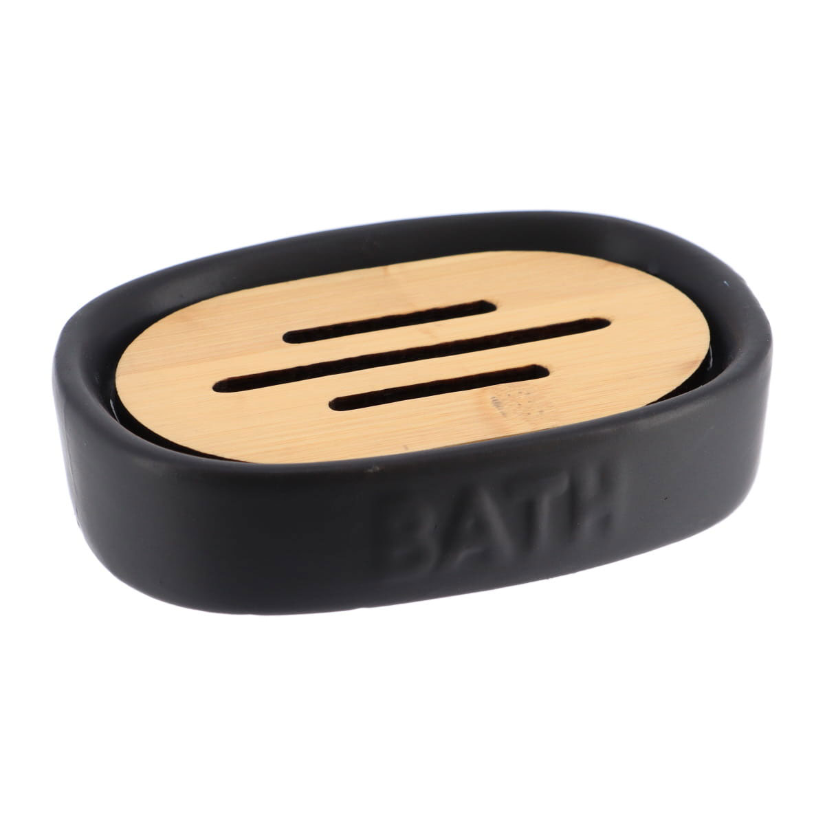 Saboneteira BATH preta em dolomite e bambu