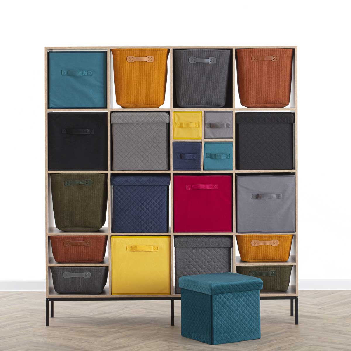 Pufe Mixmodul Em Veludo Azul Marinho 31x31cm