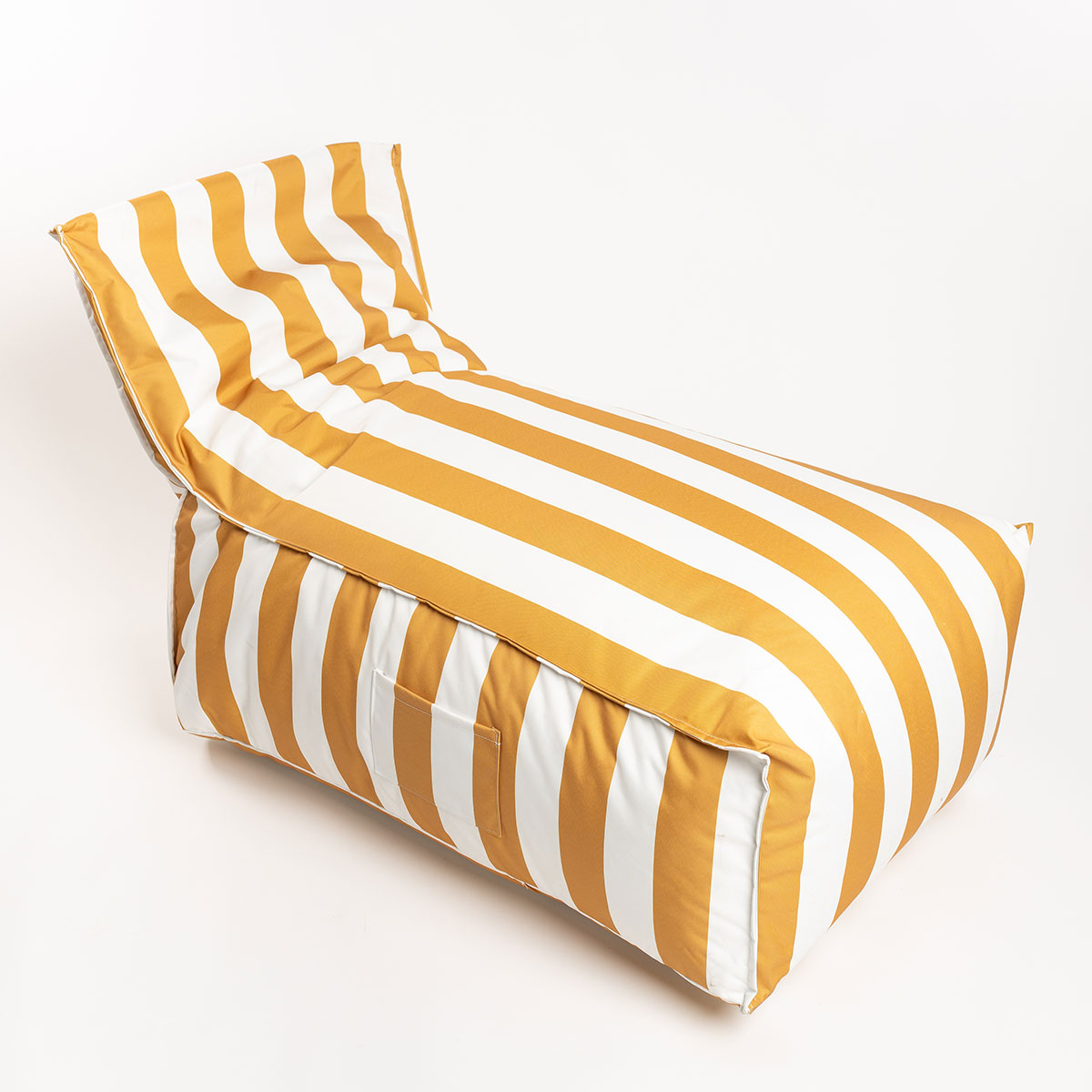 Pufe sof&aacute; imperme&aacute;vel riscas branco e amarelo