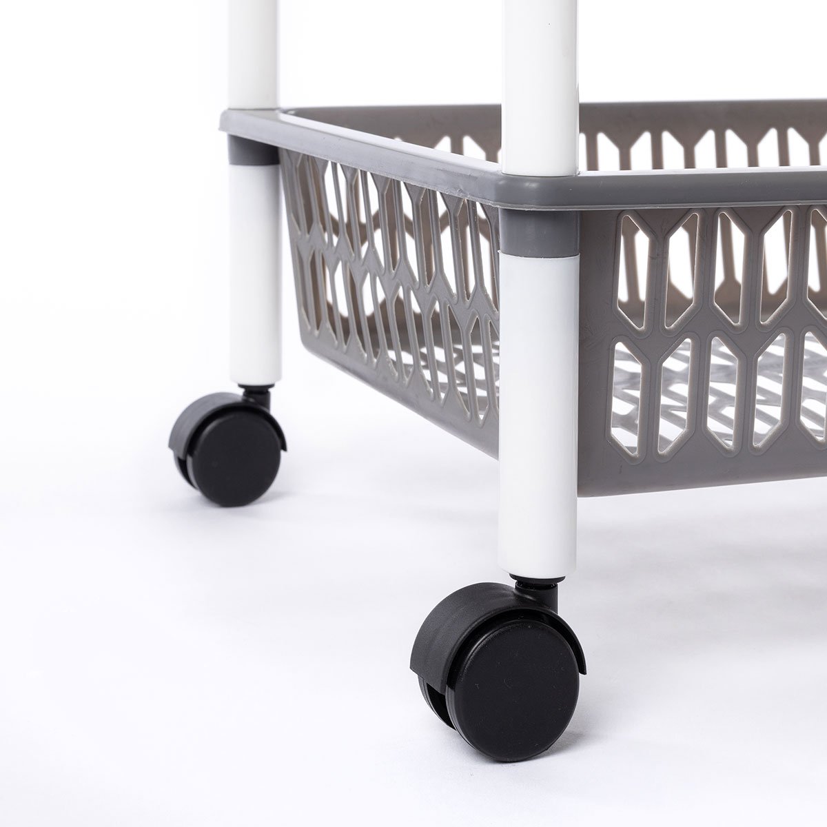 Carrinho de cozinha com 3 cestos cinza
