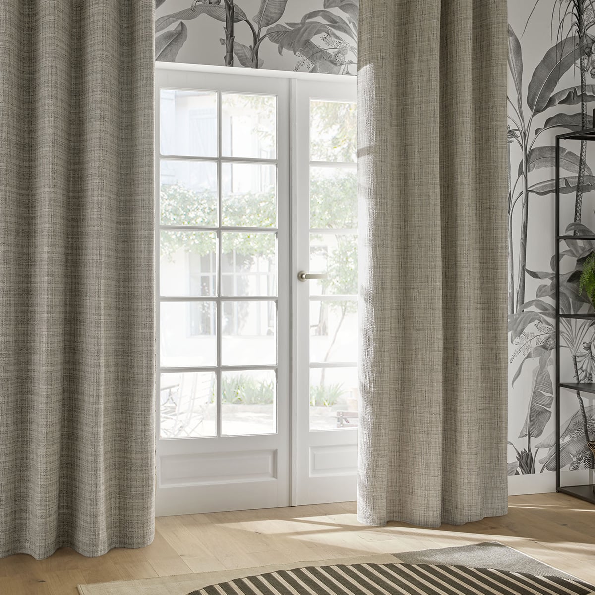 Cortina THE FLORAL cinza opaca 140x260cm