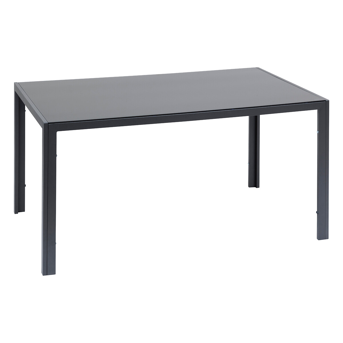 Mesa de exterior em a&ccedil;o e vidro temperado preto