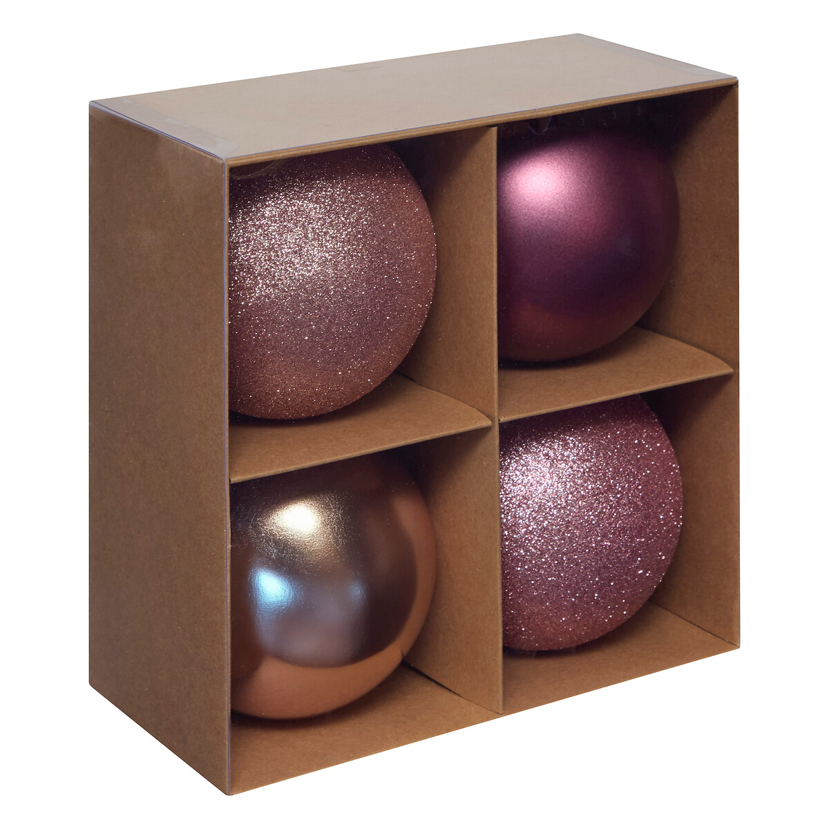Conjunto 4 bolas de natal rosa 10cm