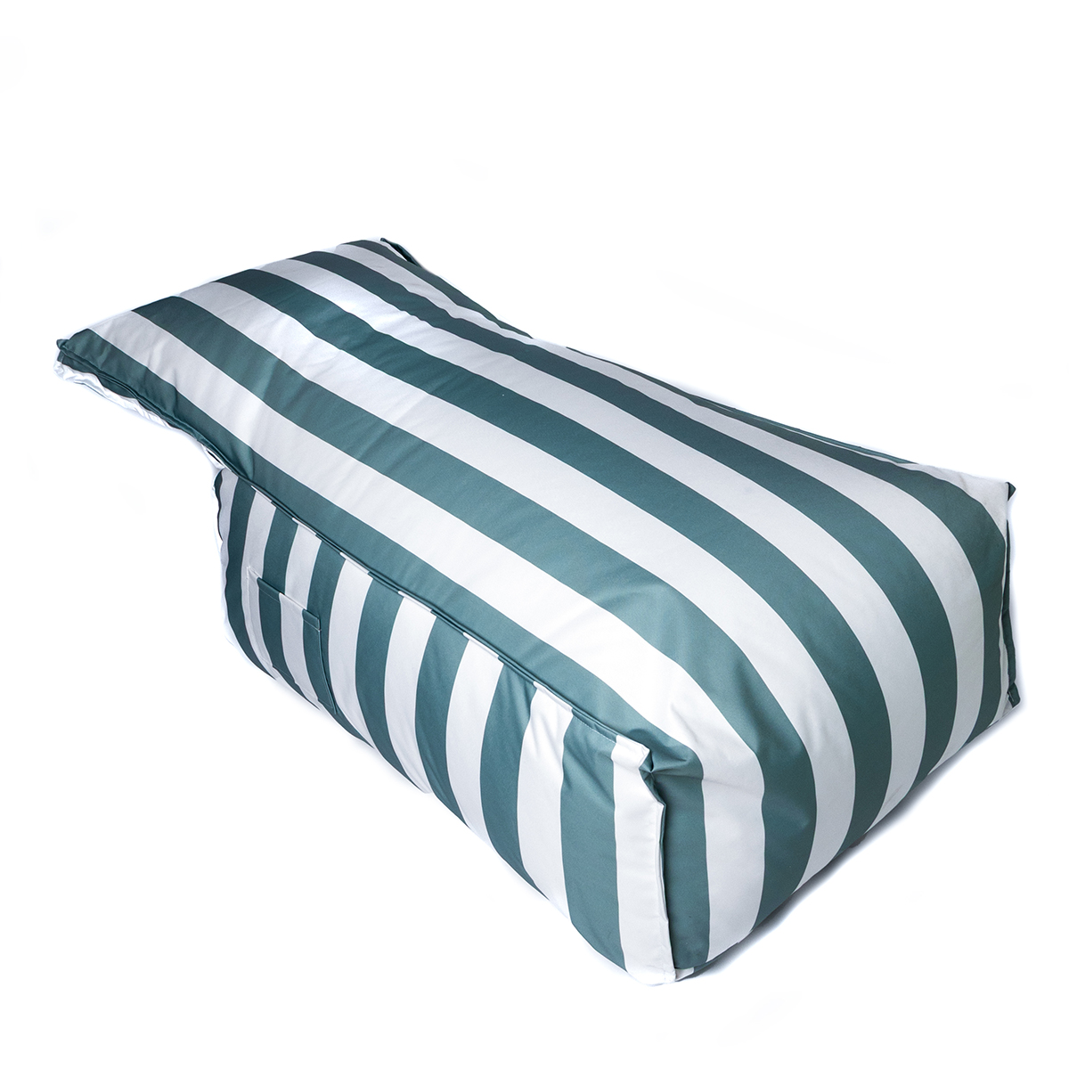 Pufe sof&aacute; imperme&aacute;vel riscas branco e verde