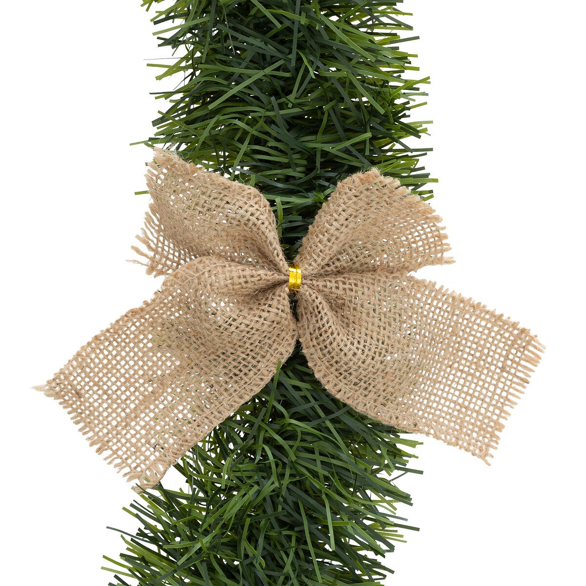 Grinalda verde com laços de juta 270cm,  Grinalda verde com laços de juta 270cm