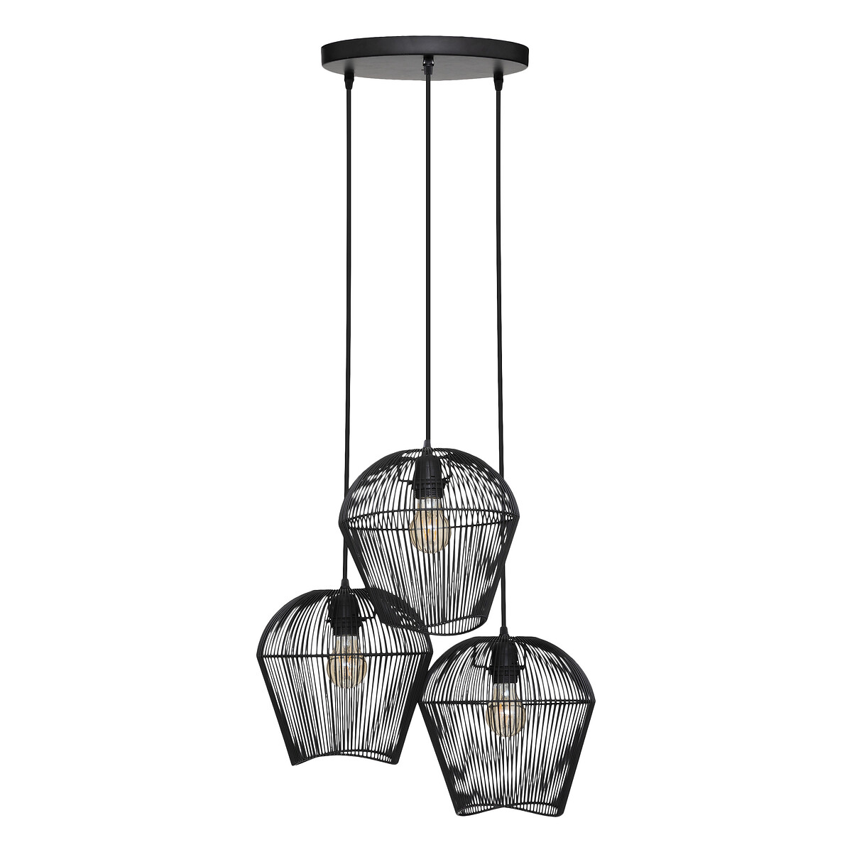 Candeeiro de teto JENA preto em metal com 3 focos