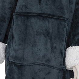 Manta camisola com capuz azul petróleo