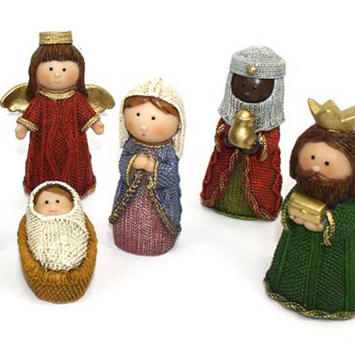 Conjunto de 8 figuras em resina para pres&eacute;pio