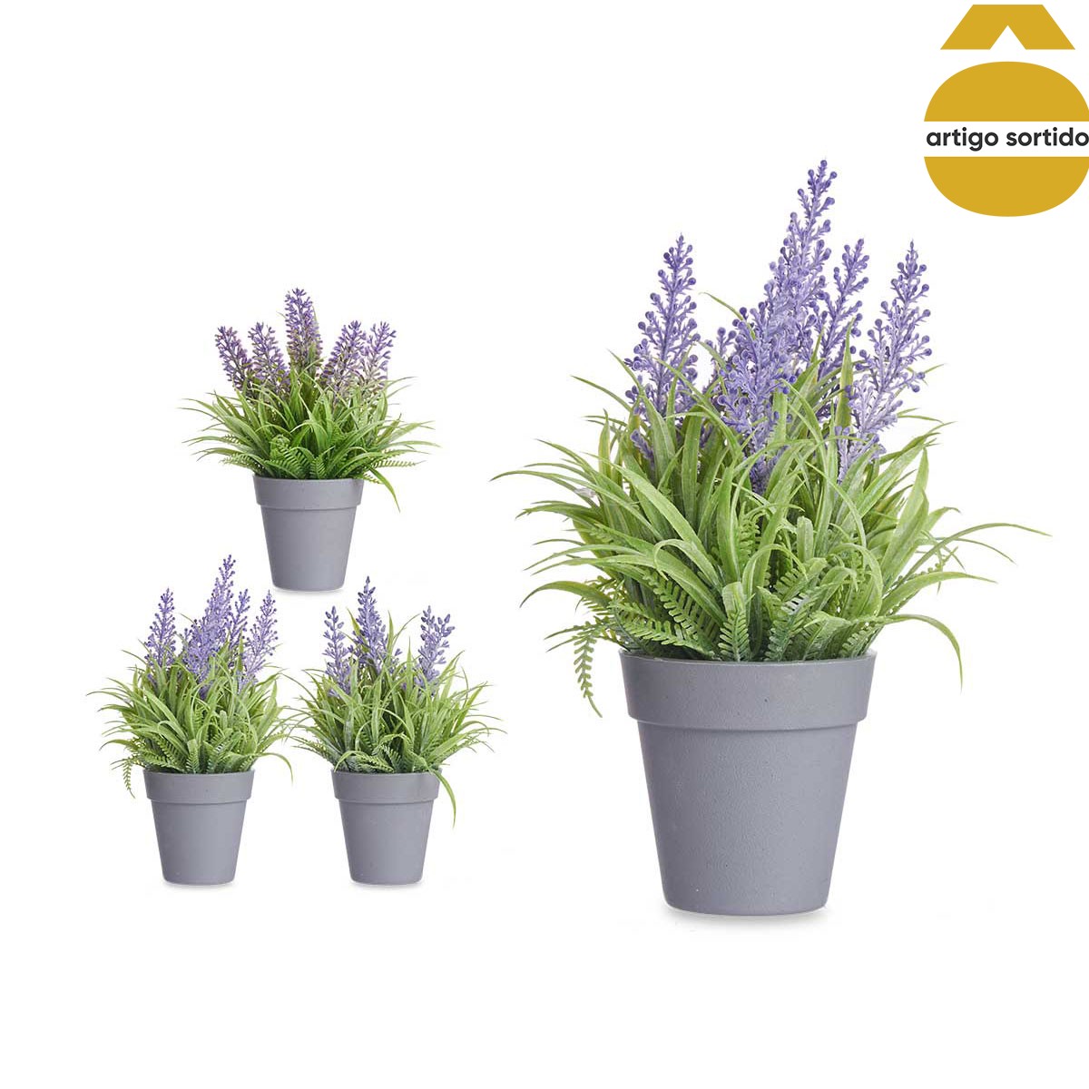 Vaso com lavanda artificial 21cm