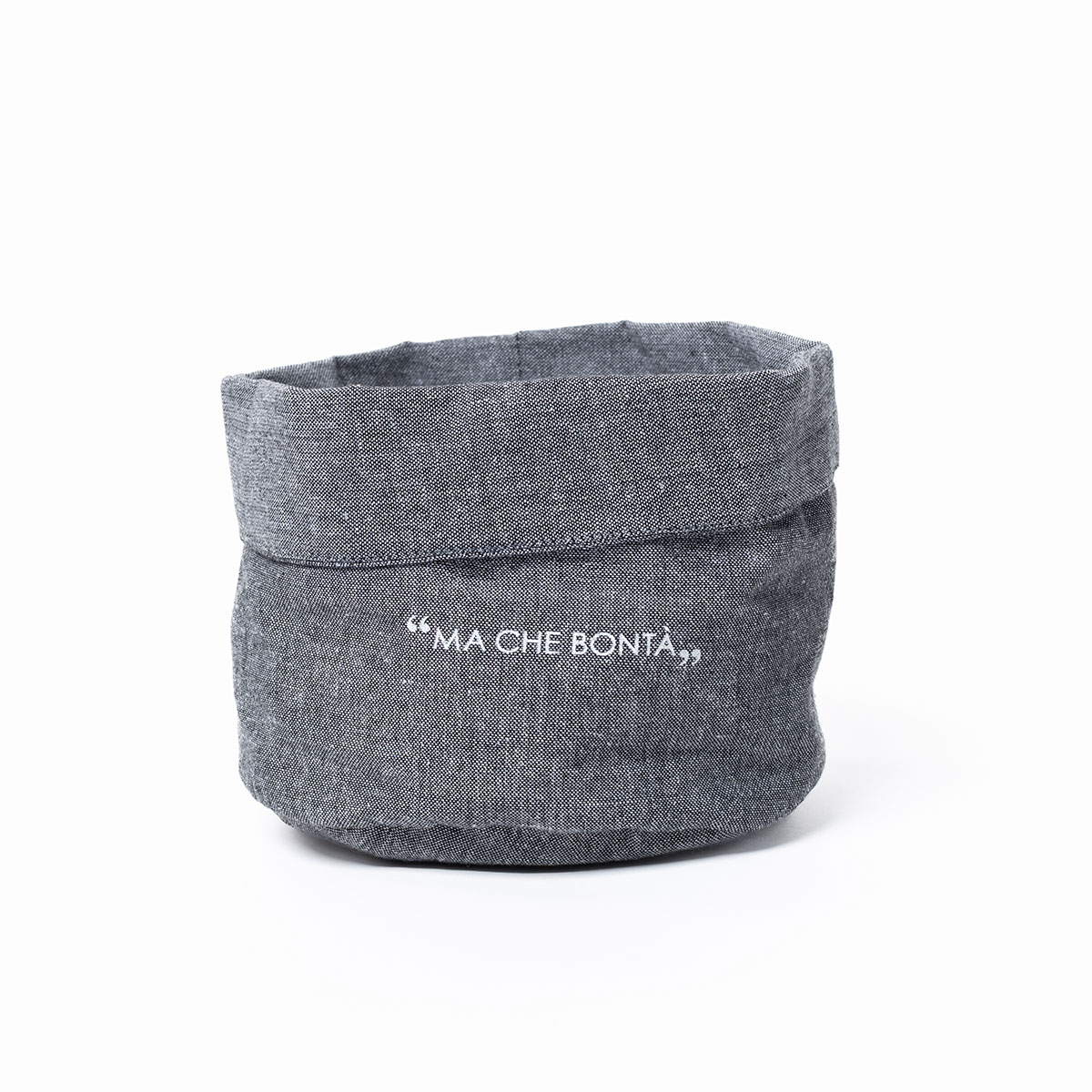 Cesto de p&atilde;o cinza escuro em algod&atilde;o 27cm