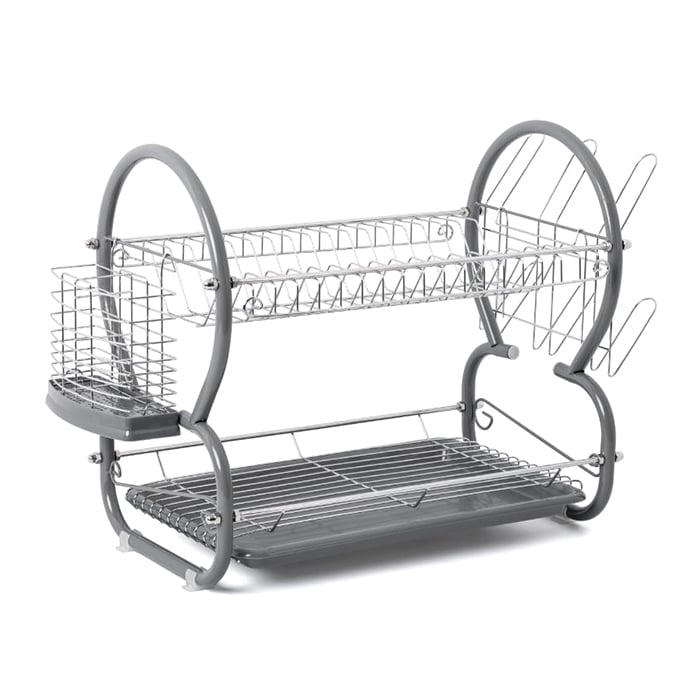 Escorredor de loi&ccedil;a com 2 n&iacute;veis cinza