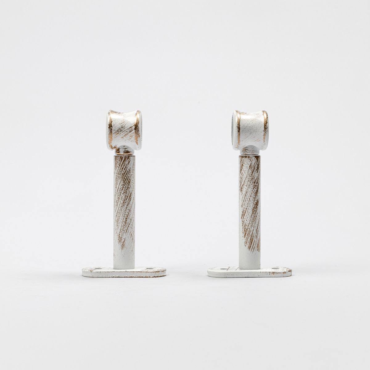 Conjunto 2 suportes branco/ouro 90mm