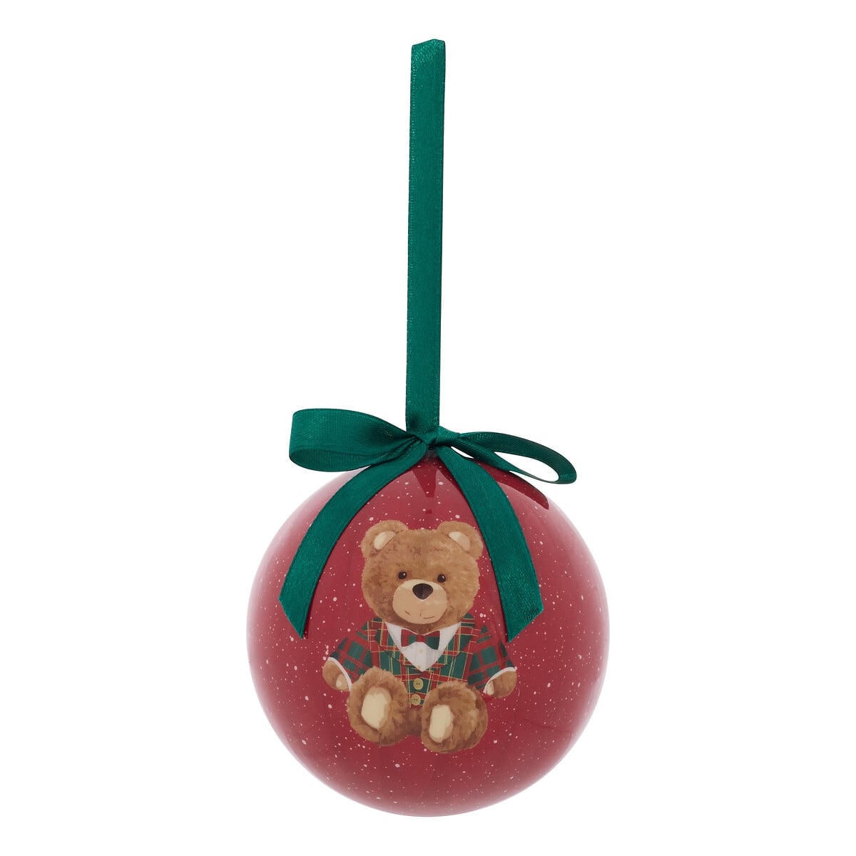 Bola de natal ursinho com la&ccedil;o 7.5cm