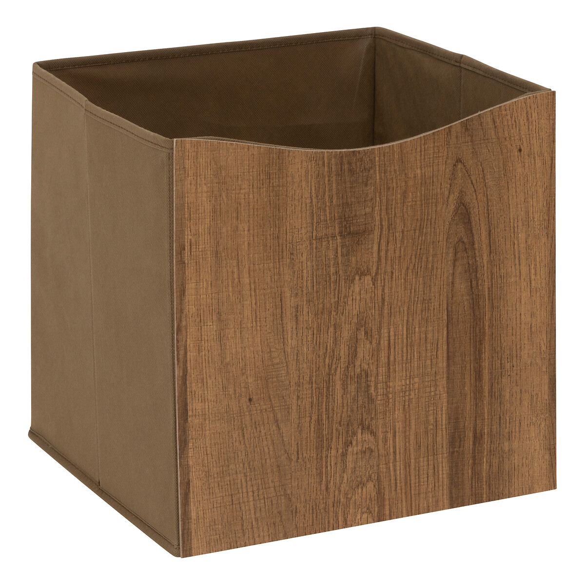 Caixa de arruma&ccedil;&atilde;o castanha efeito madeira 31x31cm