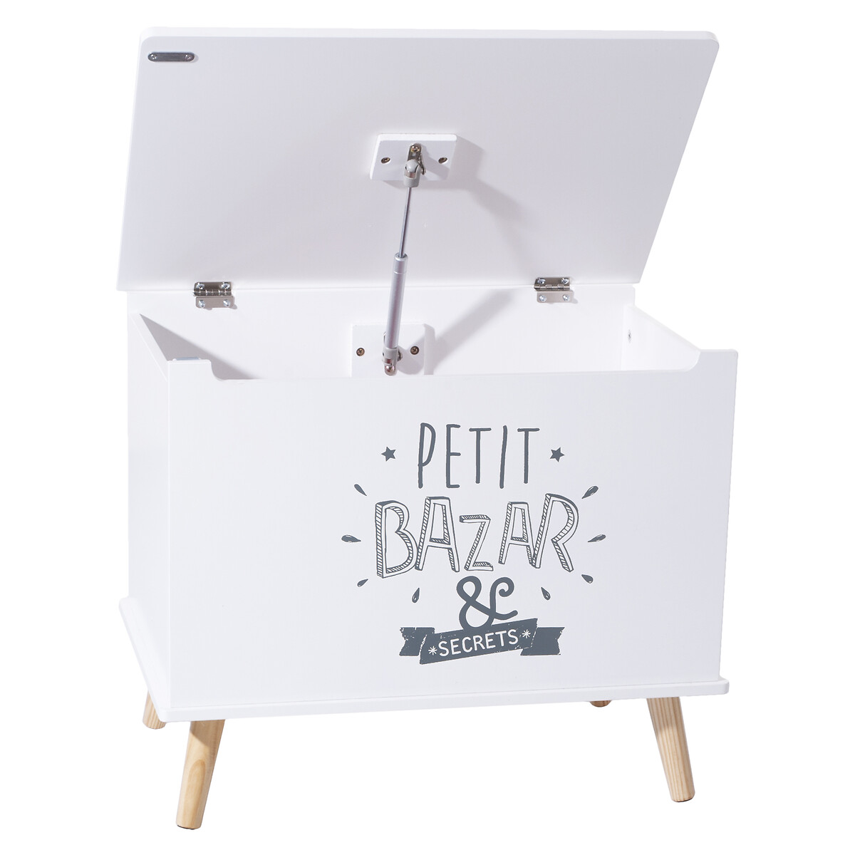 Ba&uacute; estampado BAZAR branco em mdf