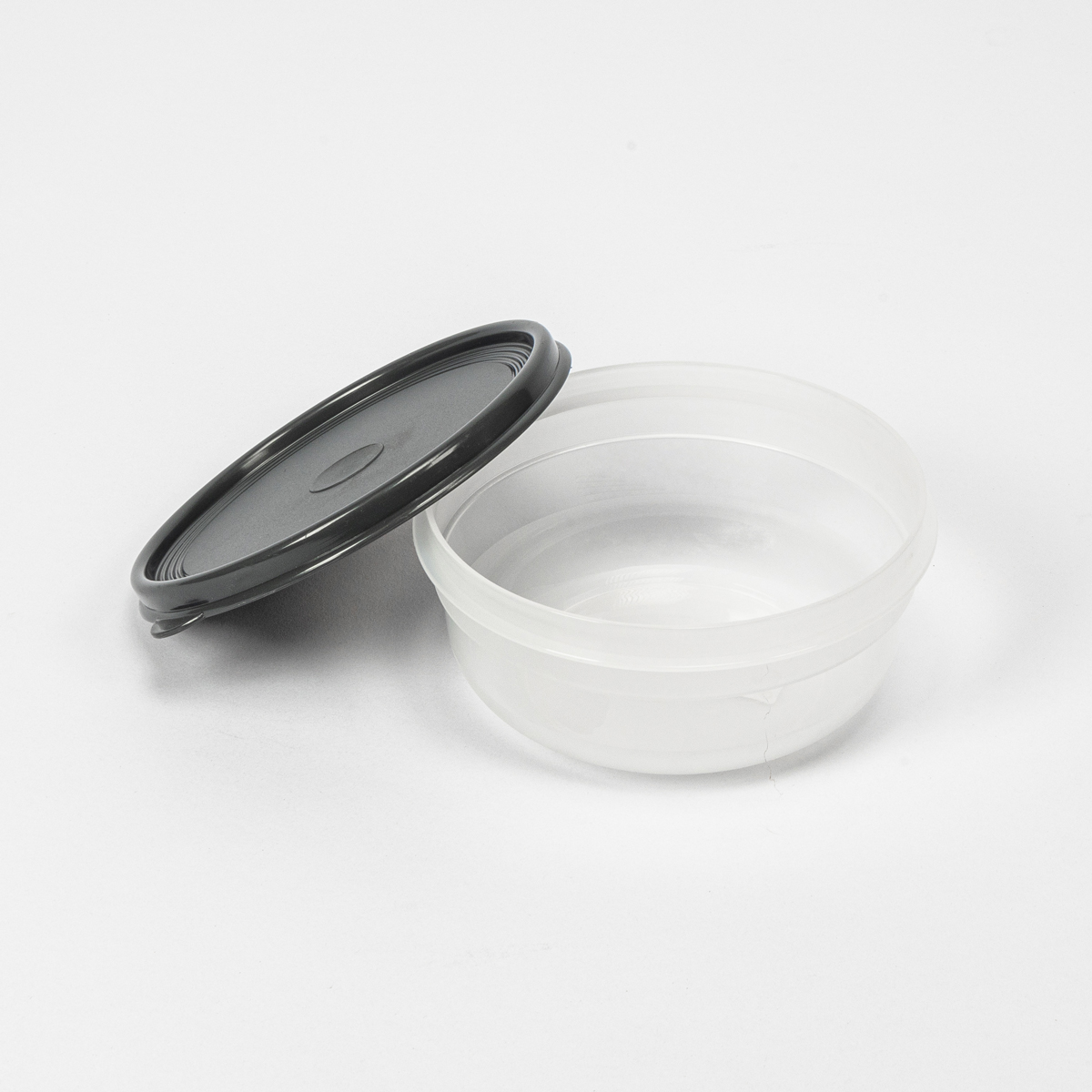 Caixa redonda com tampa cinza 0,8l