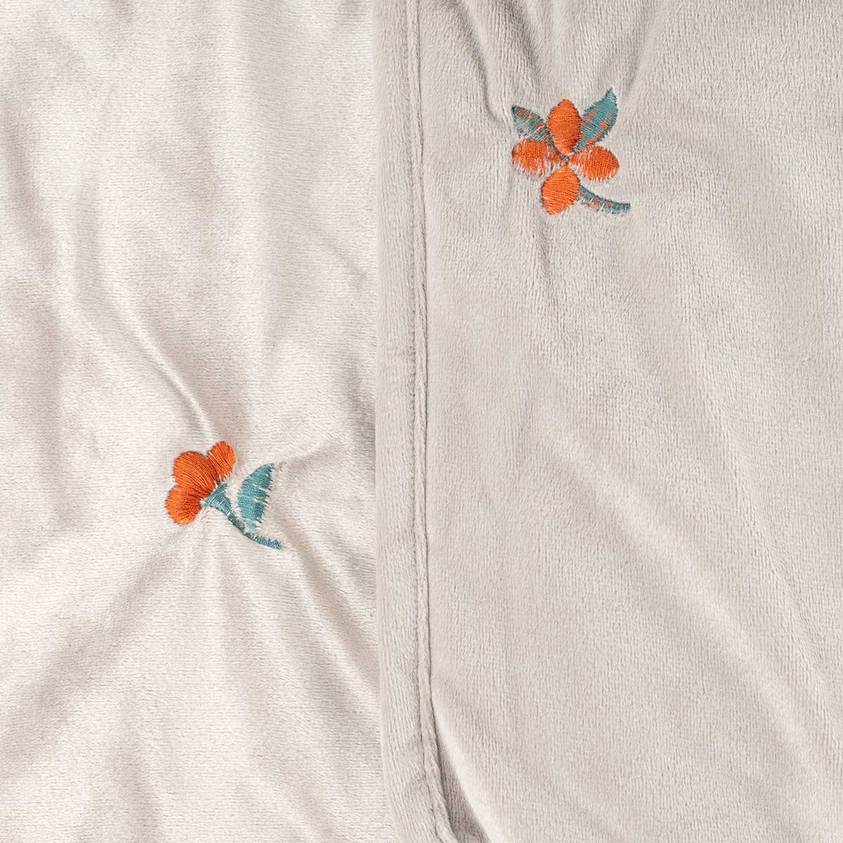 Edred&atilde;o AUTOMNE bordado veludo bege 220x240cm