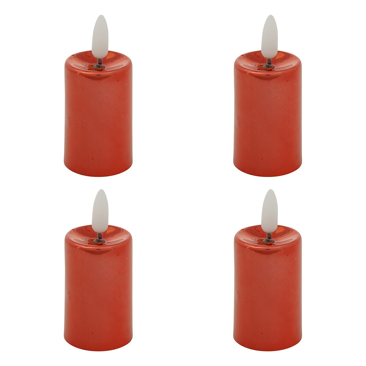 Conjunto de 4 velas led vermelhas,  Conjunto de 4 velas led vermelhas