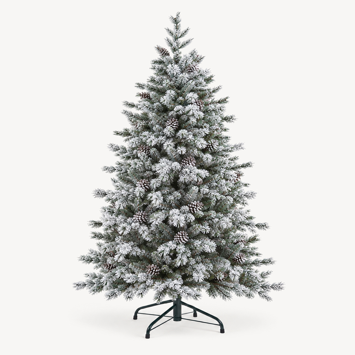 &Aacute;rvore de natal YUKON verde efeito neve com pinhas 210cm