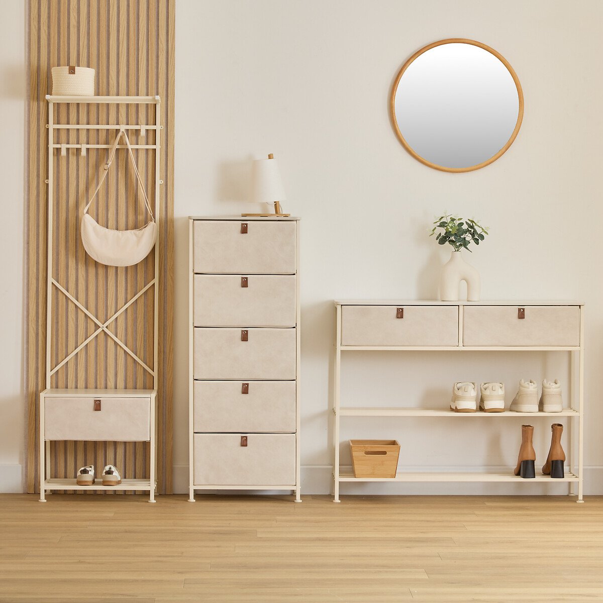 M&oacute;vel de arruma&ccedil;&atilde;o TISSA bege com 2 gavetas