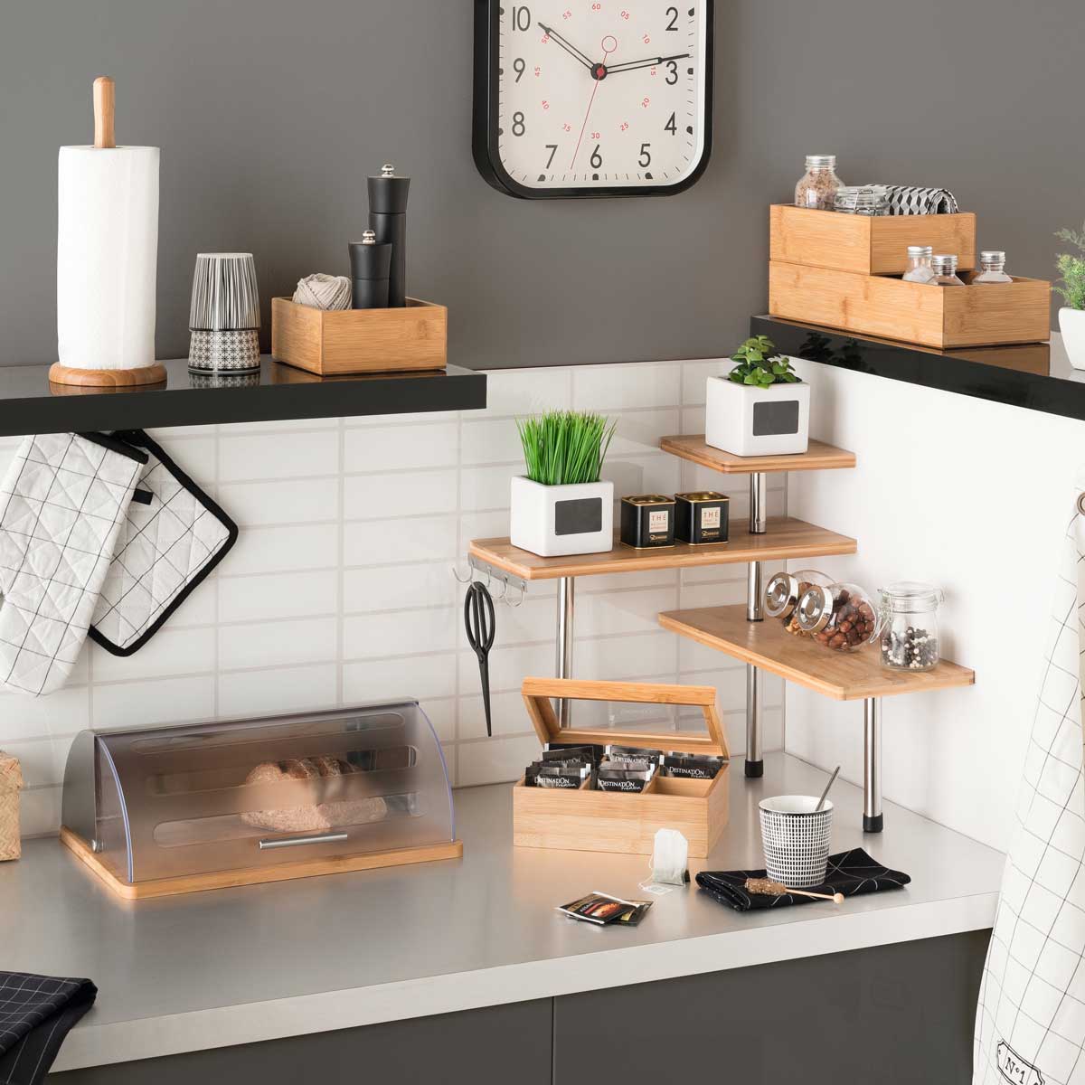 Suporte para rolo de cozinha em bambu