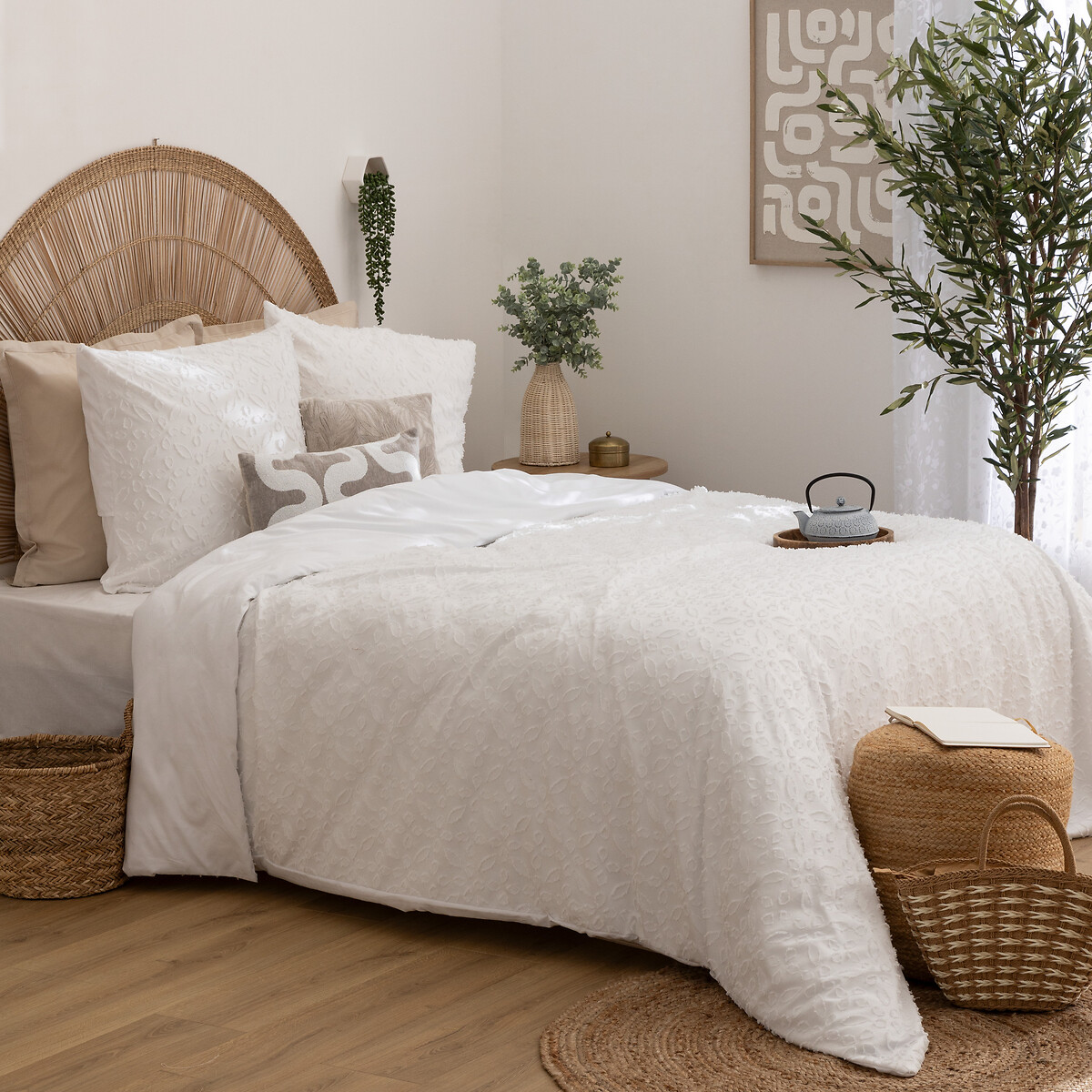 Capa de edredão e 2 capas de almofada branco SWAN 220x240cm