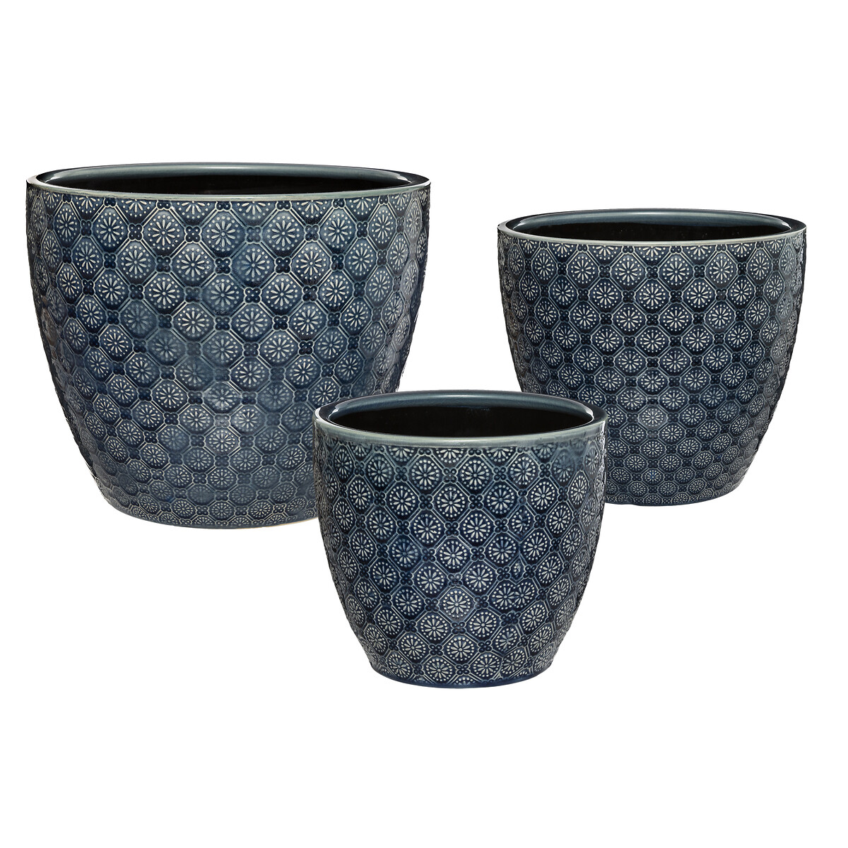 Vaso flor azul em cer&acirc;mica 18cm