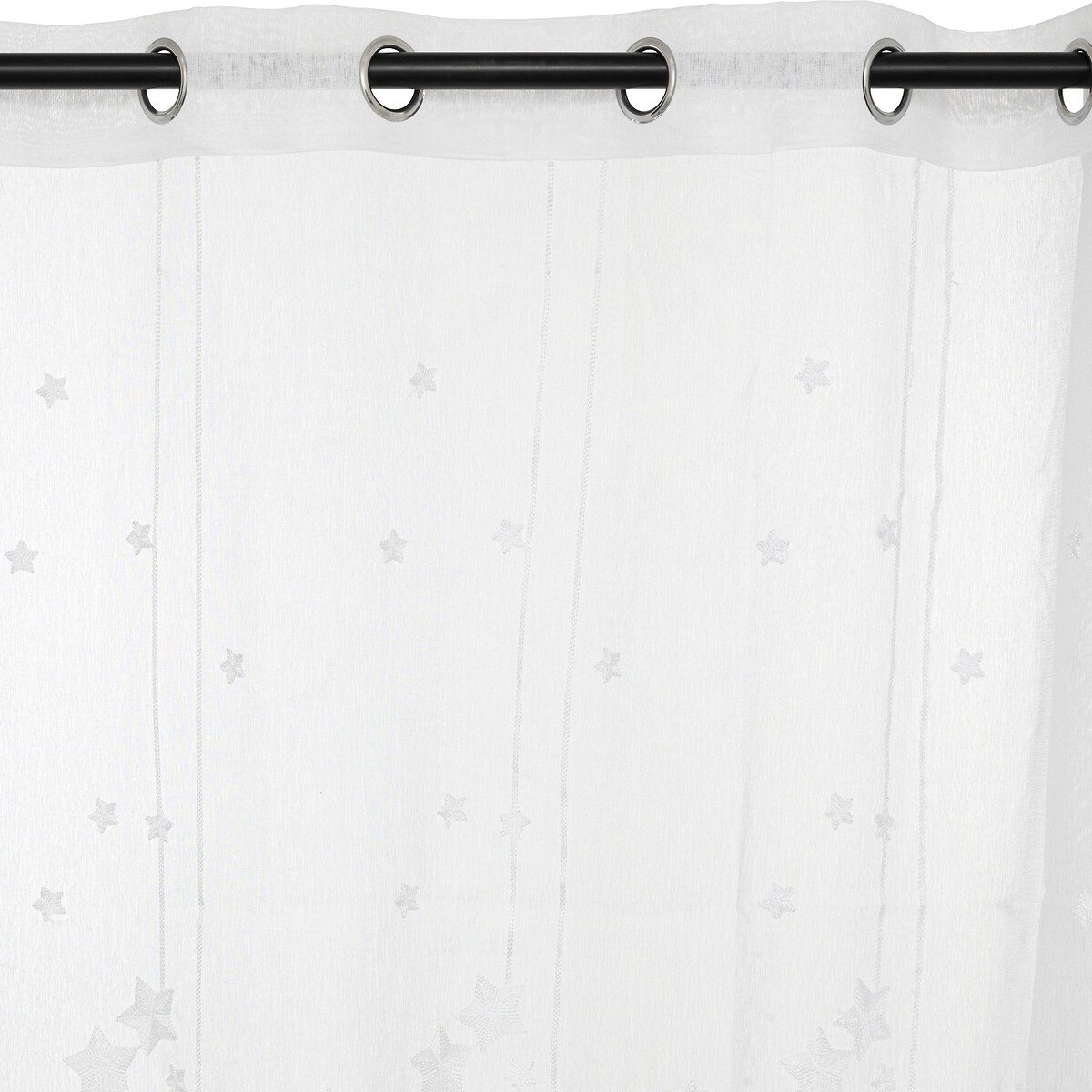 Cortina branca estrelas bordadas 140x240cm