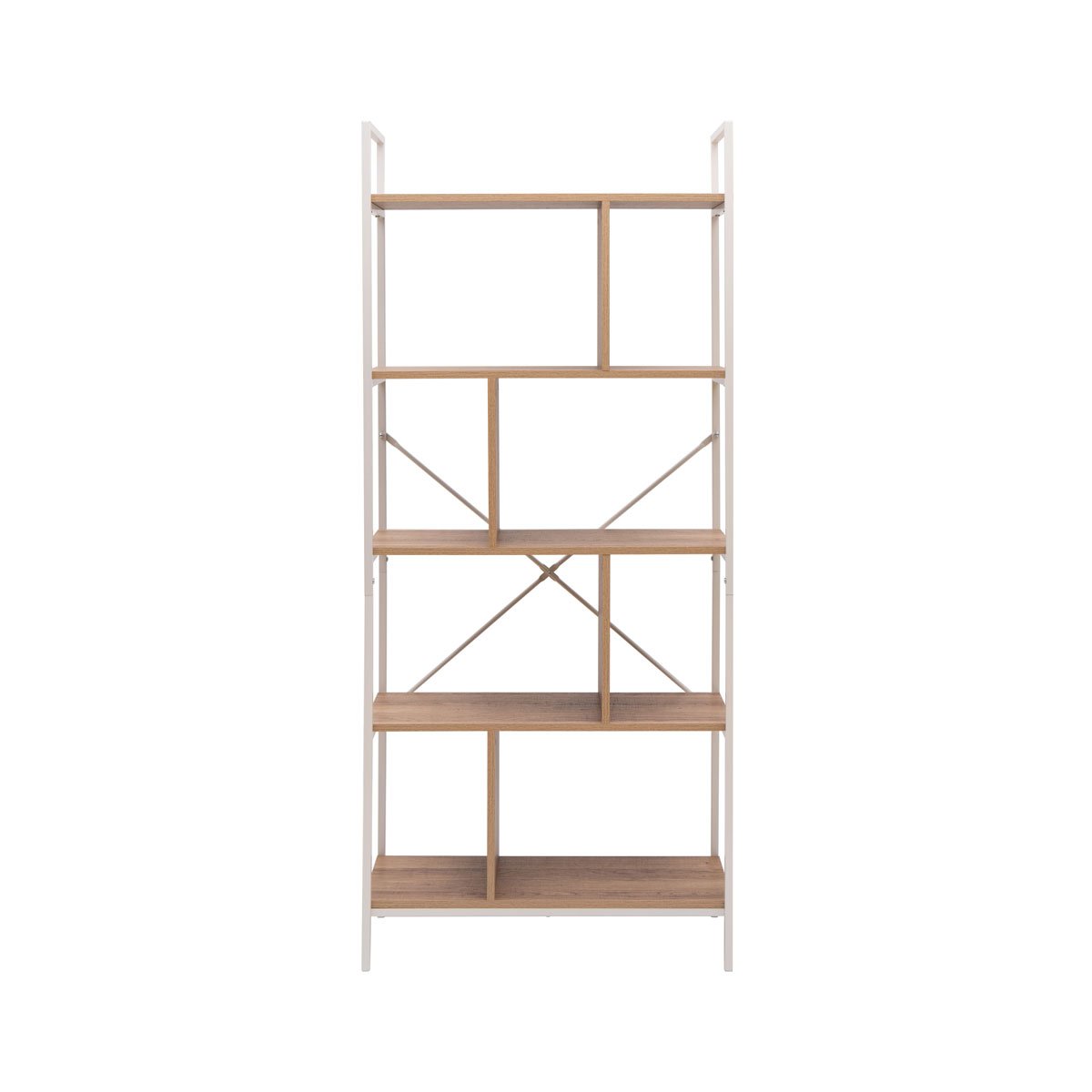 Estante branca descentrada com 5 prateleiras 170cm