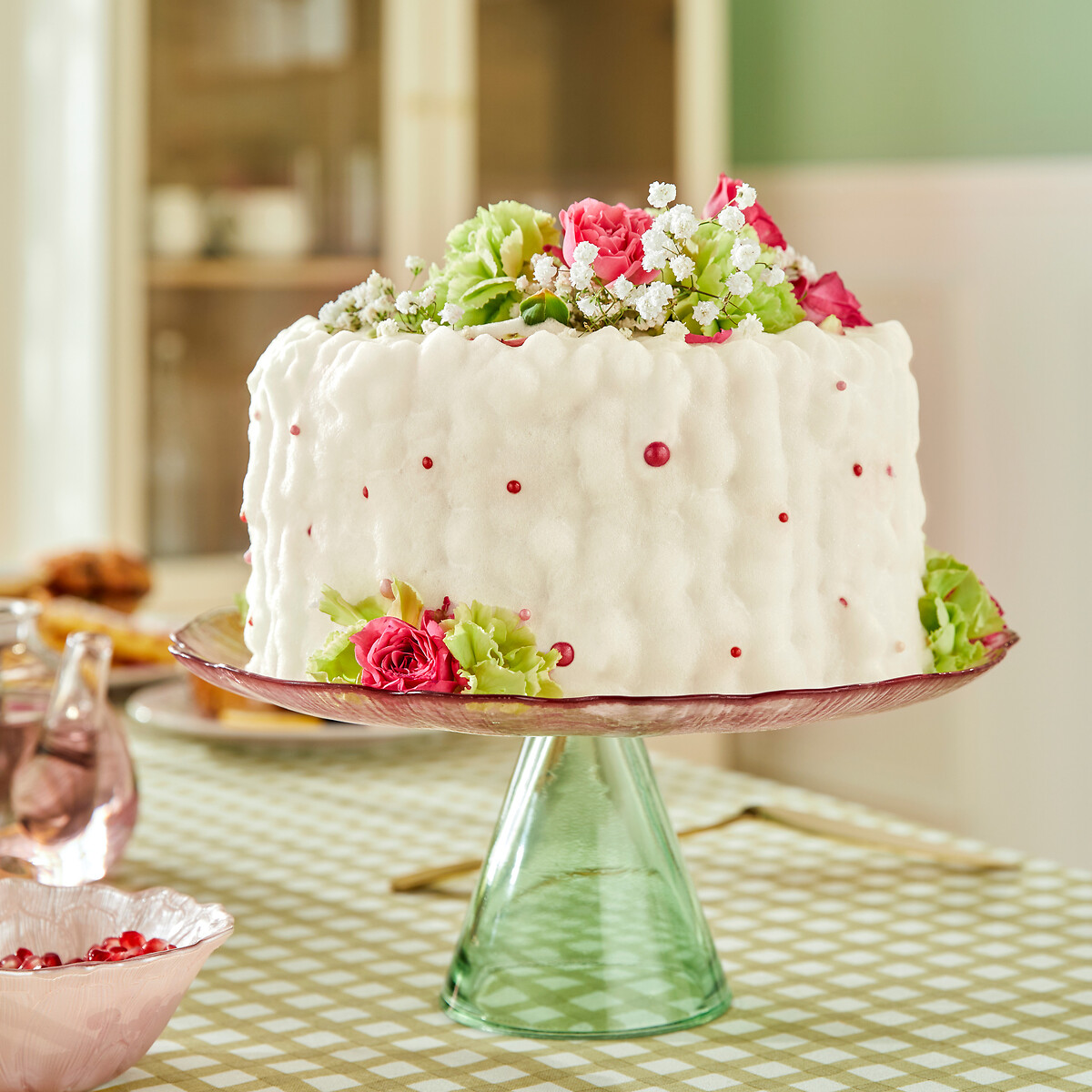 Prato de bolo FLEUR DE ROSE em vidro 28cm