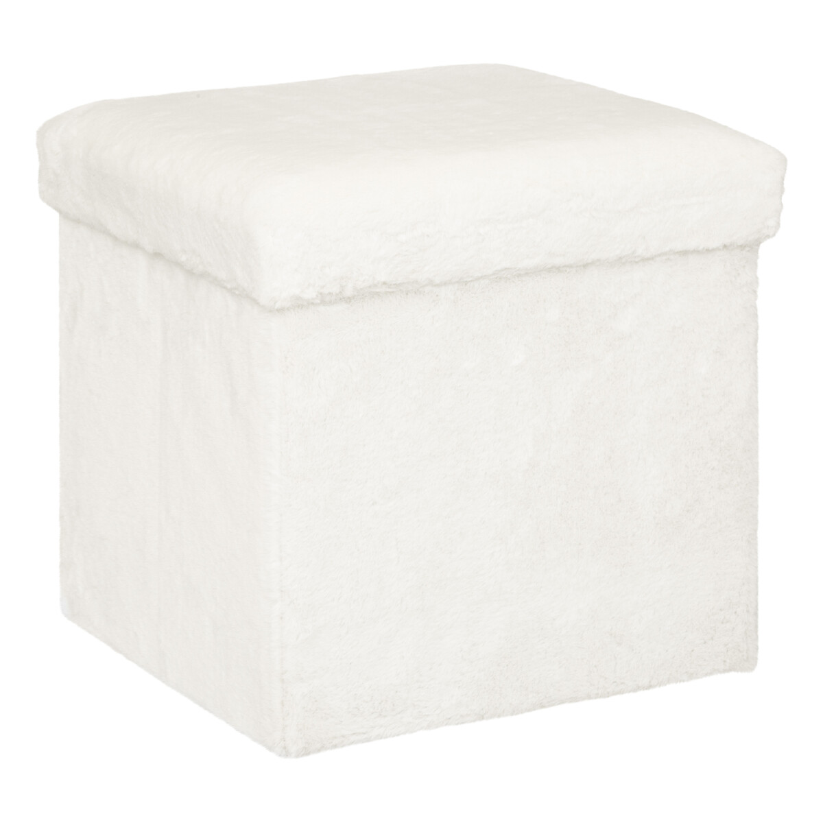 Pufe com arrumação em pelo branco EZZIO,  Pufe com arrumação em pelo branco EZZIO