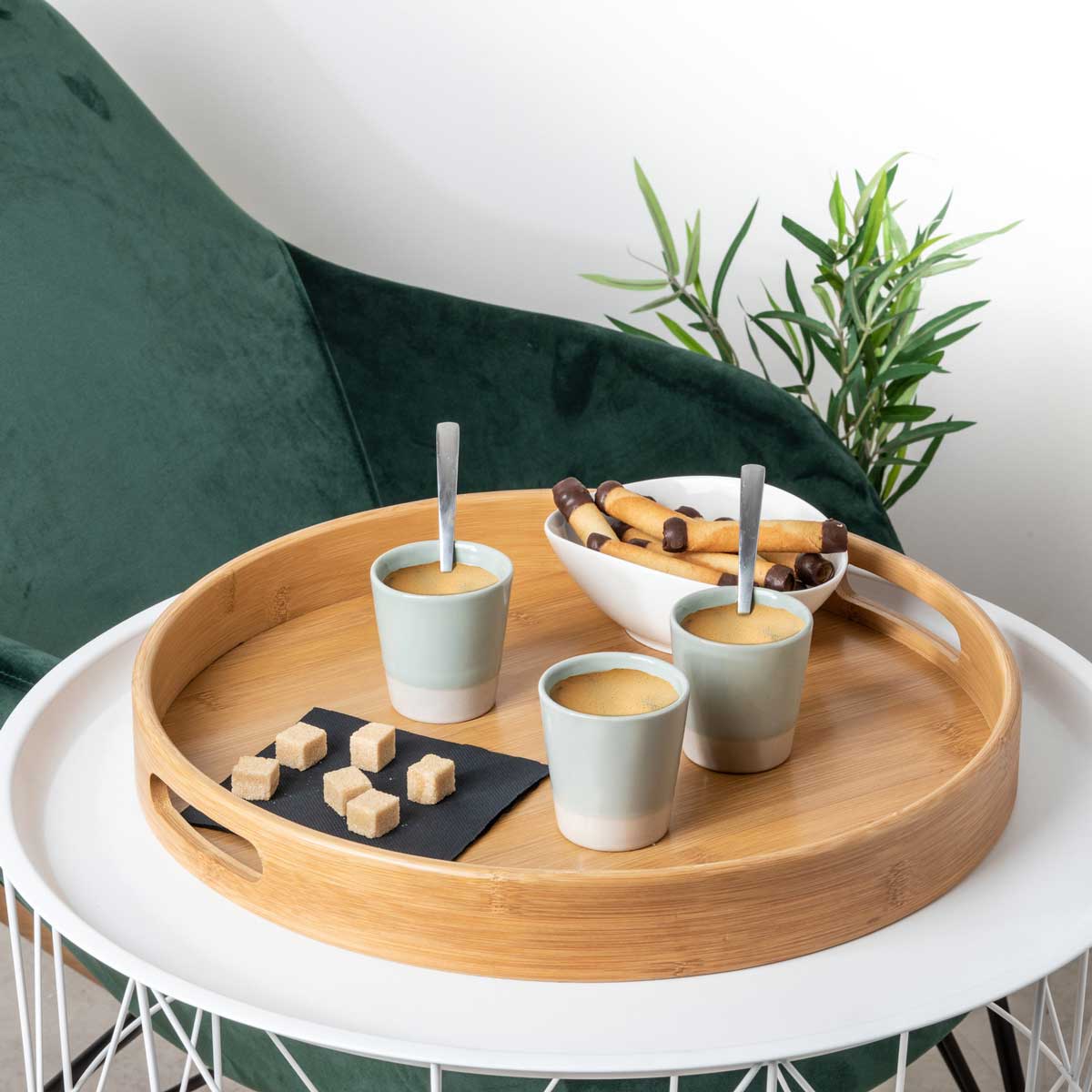 Tabuleiro redondo natural em bambu 40cm