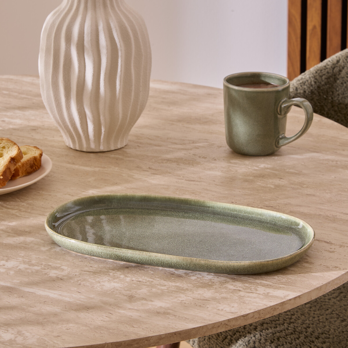 Travessa oval TERRE INC verde 31cm