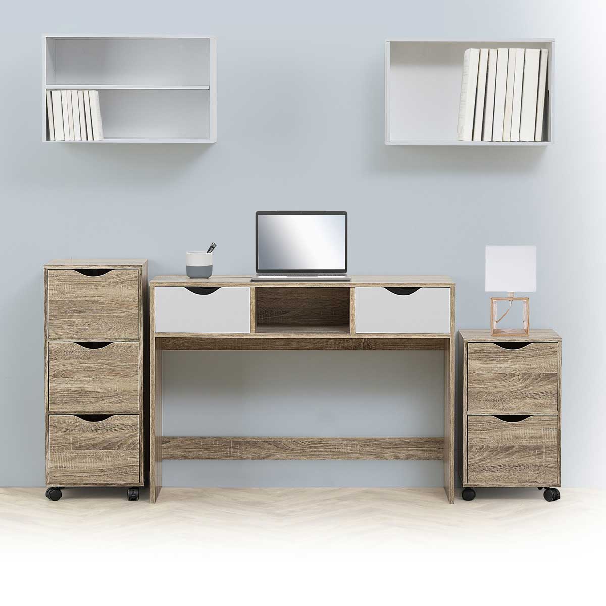 Móvel de arrumação em madeira com 2 gavetas