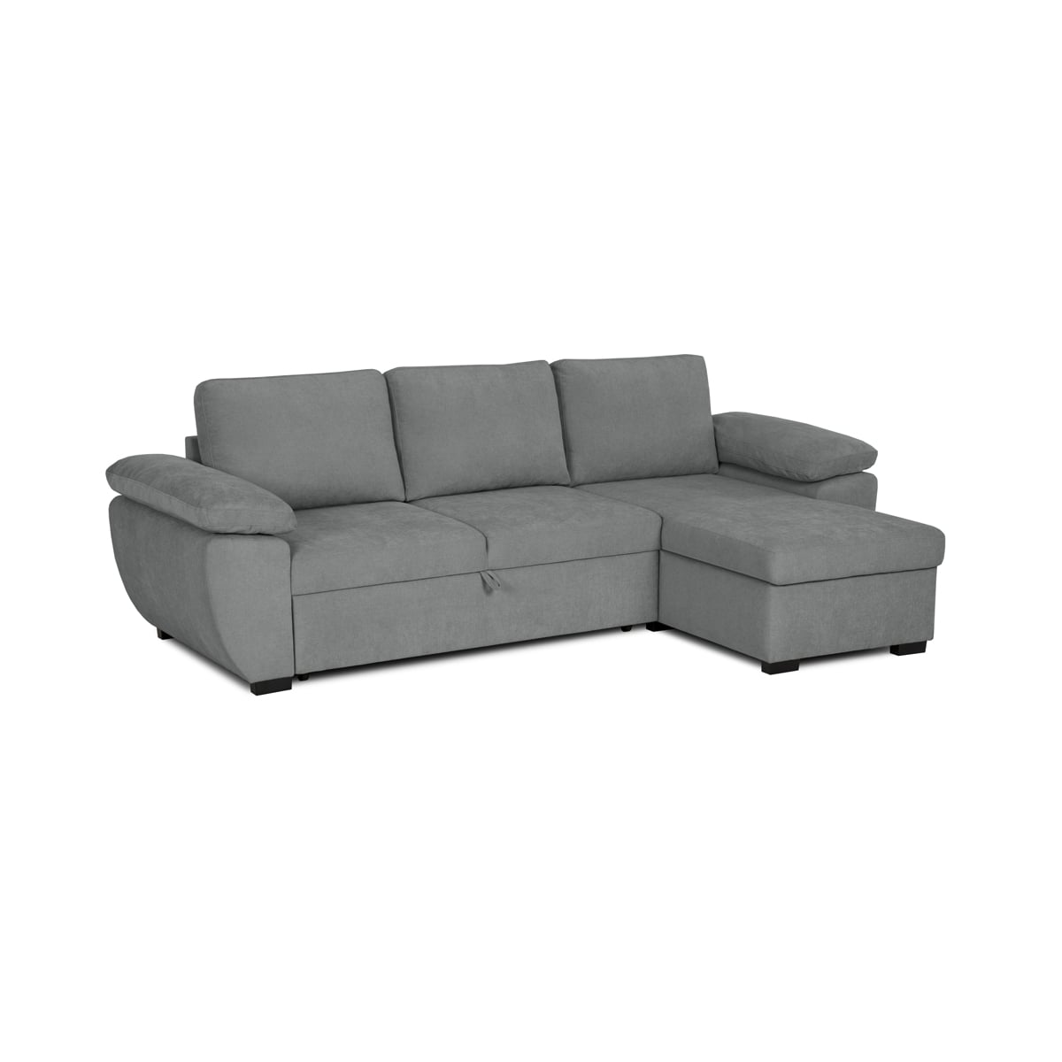 Sof&aacute; cama DRESDEN com cofre e chaise longue cinza