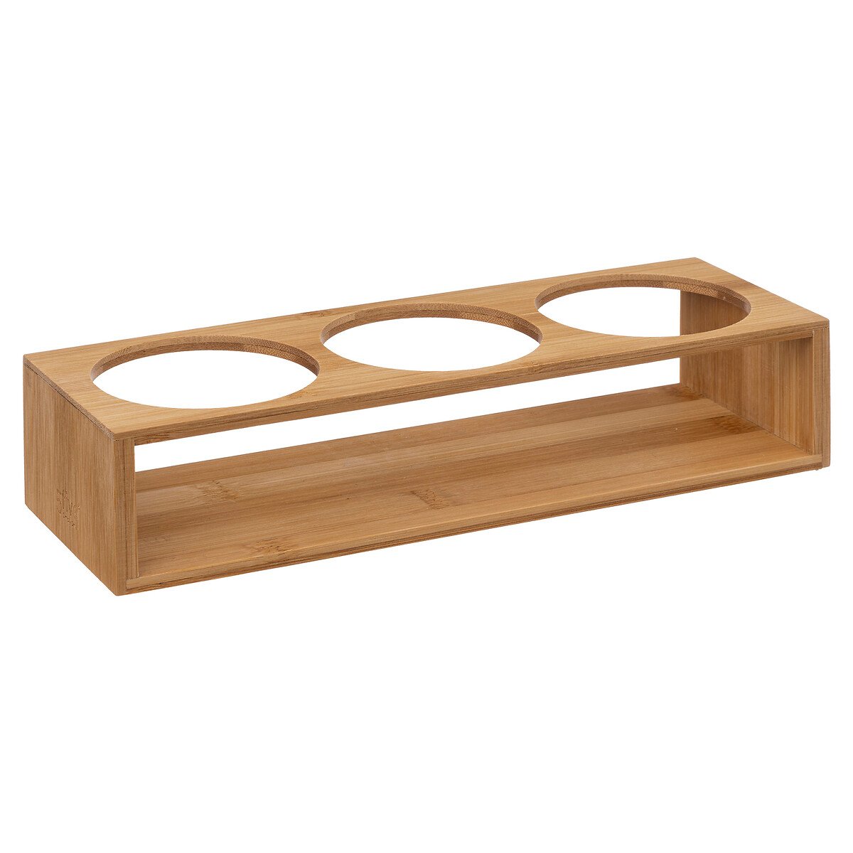 Conjunto de 3 frascos vidro 0,4l com suporte bambu