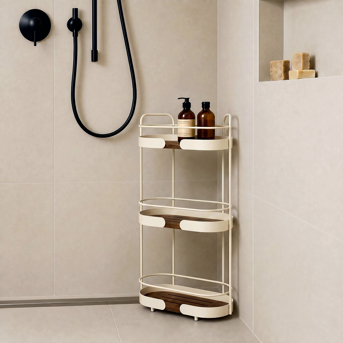 Prateleira wc ARGILEO bege com 2 n&iacute;veis 