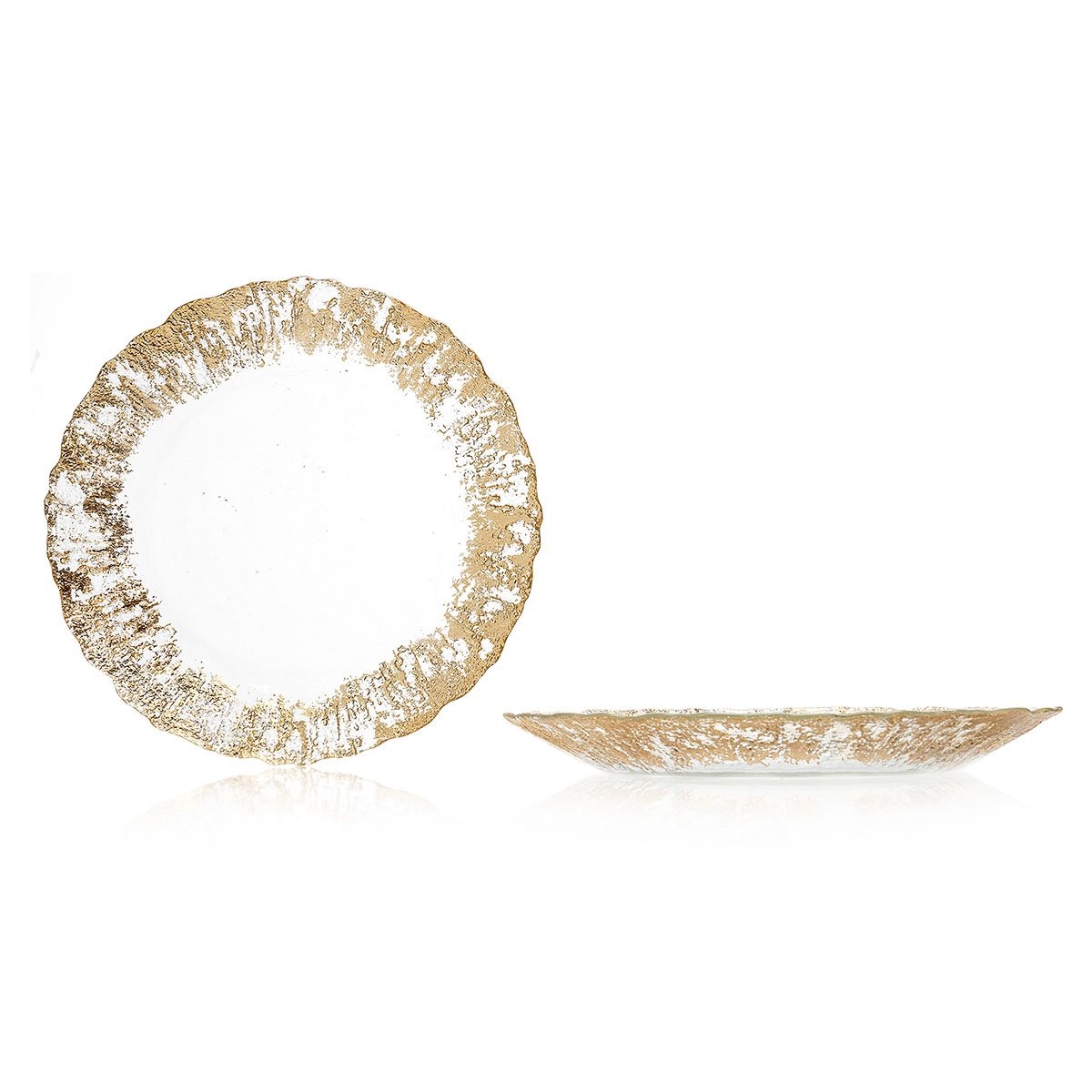 Prato para bolo com beira dourada 21,5cm