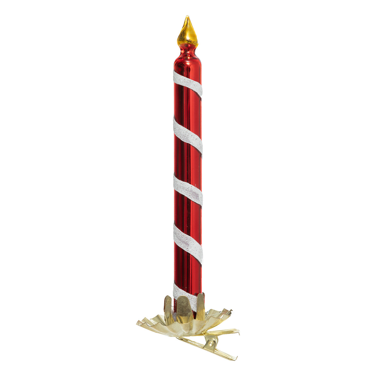 Pendurante em forma de vela com mola vermelha de vidro 14,5cm