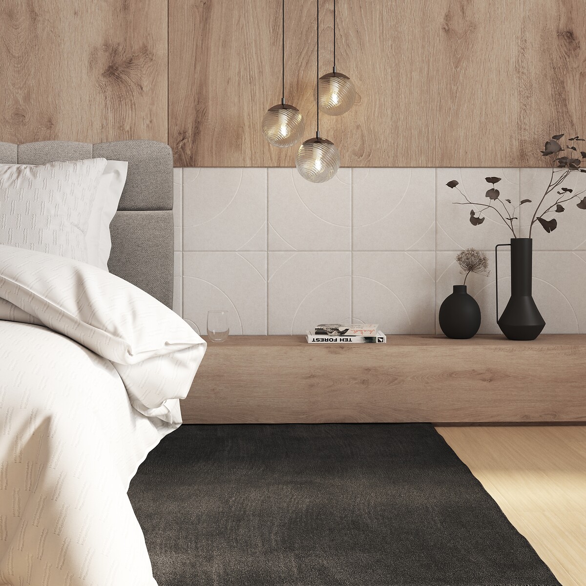 Conjunto de 4 painéis decorativos ARCH cinza 30x30cm