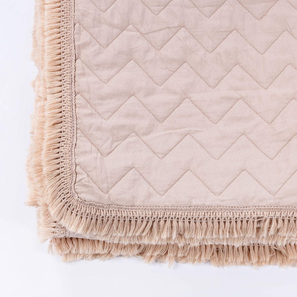 Colcha bege com franjas 220x240cm
