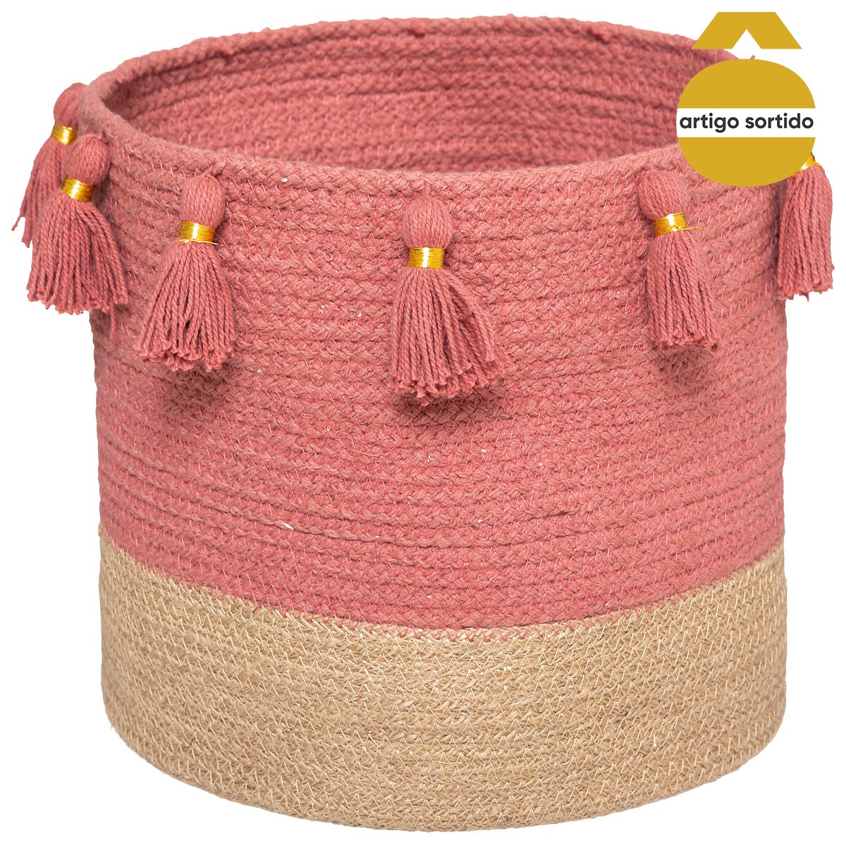 Cesto com pompons GYPSY 24x26,5cm