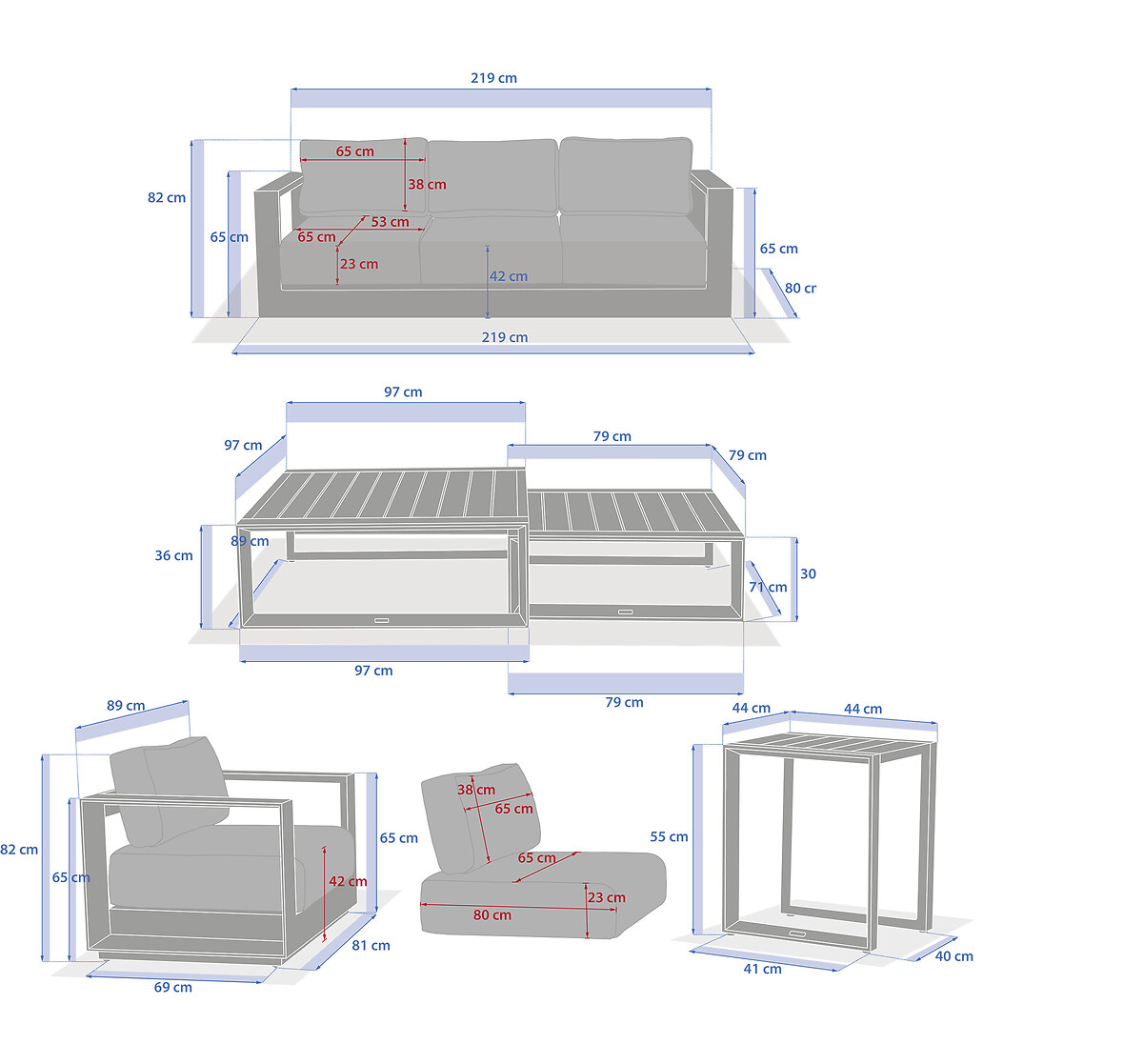 Conjunto de jardim ALLURE cinza escuro