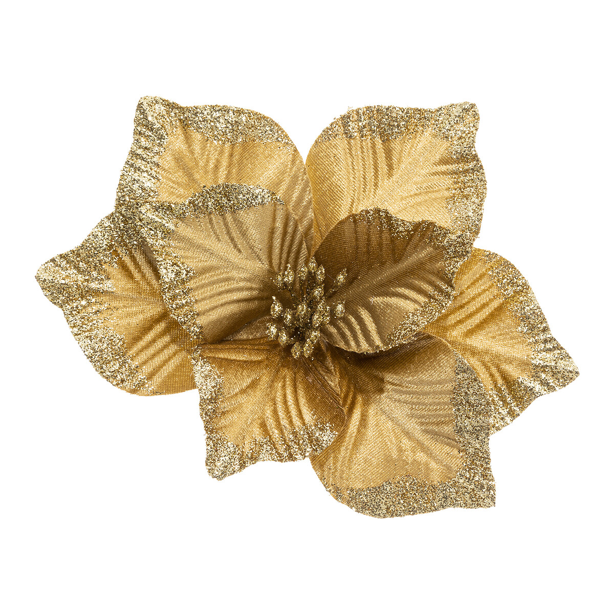 Flor poins&eacute;tia dourada com mola
