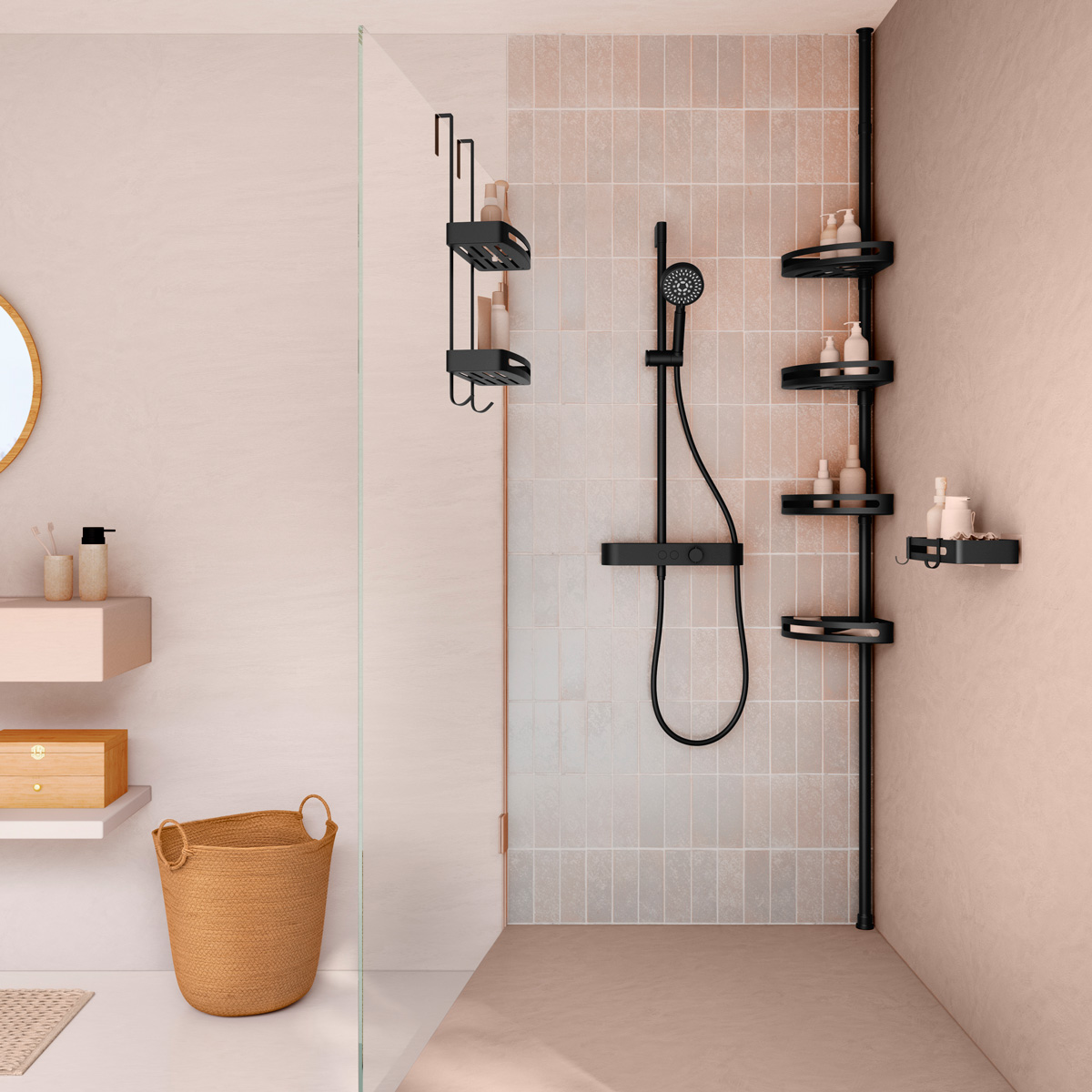 Suporte wc com 2 n&iacute;veis preto