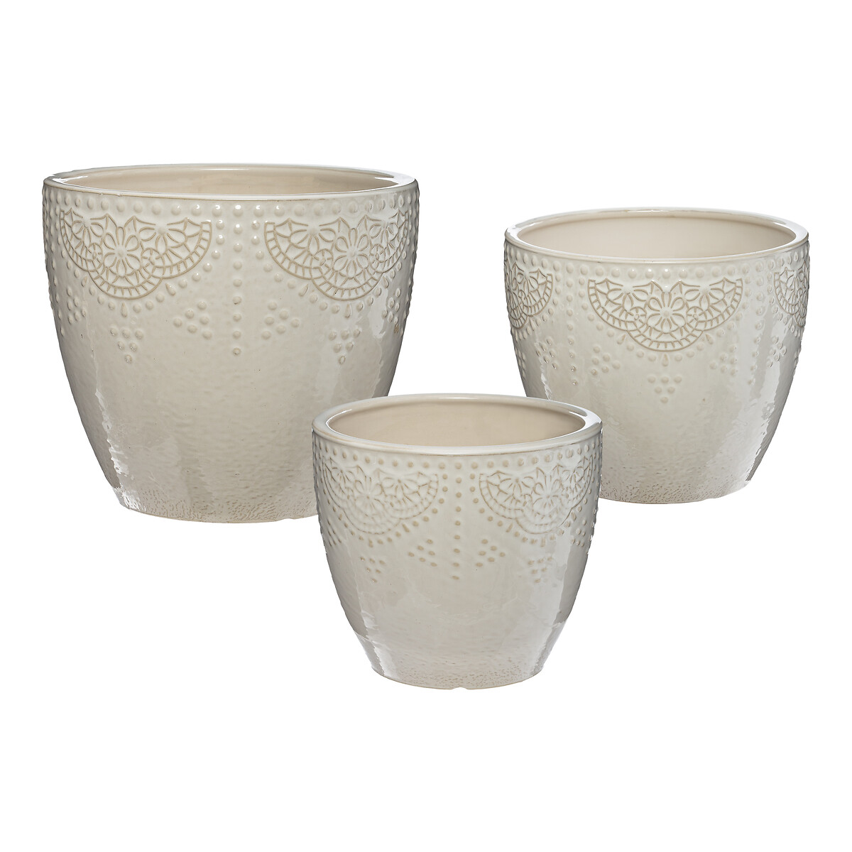 Vaso em cer&acirc;mica decorado com relevo