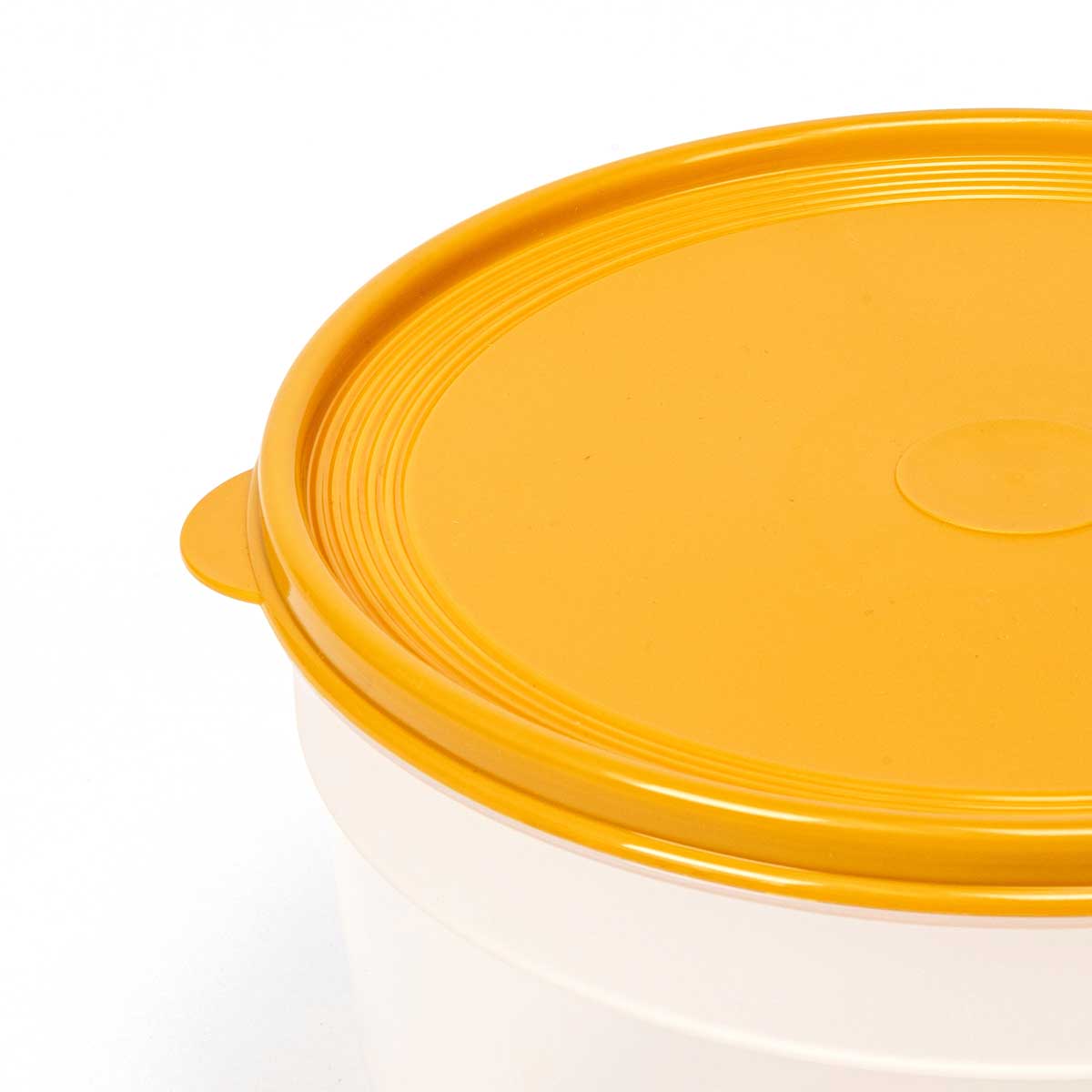 Caixa redonda com tampa amarela 4l